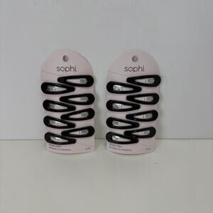 2x Sophi 8 Pc Snap Hair Clips BLACK Barrettes Set | 16 PC Total